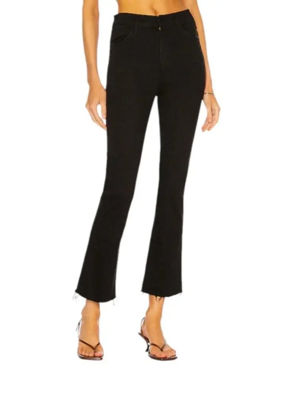 Mother Jeans The Hustler Ankle Fray Sz 27 Encounters At Night Black Wash Flare